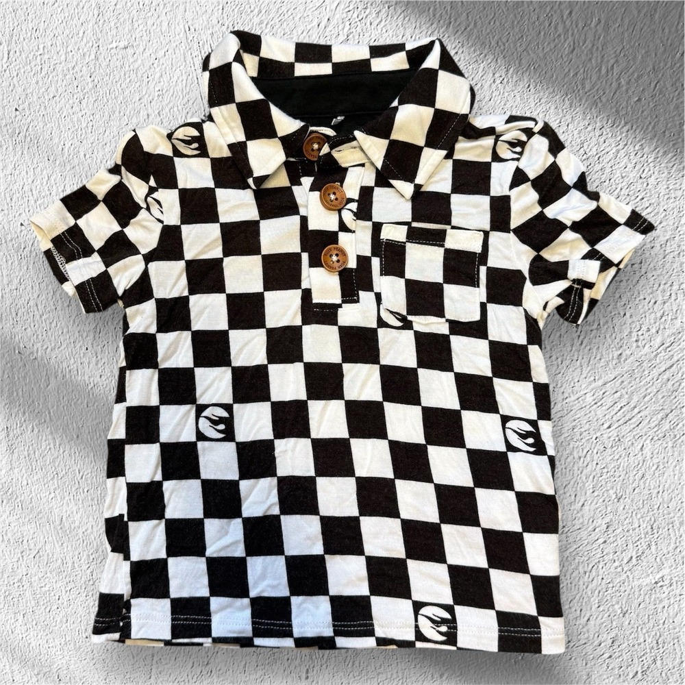 Posh Peanut x Hotwheels | Boys Bamboo Henley Shirt | 18/24 months